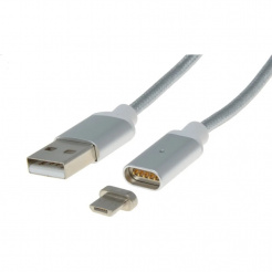 Cablu micro USB magnetic de încarcare  2.0, A-B - 1m, argintiu 