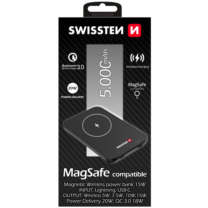SWISSTEN Power Bank (MagSafe compatible) 5000 mAh (MagSafe imagine noua idaho.ro