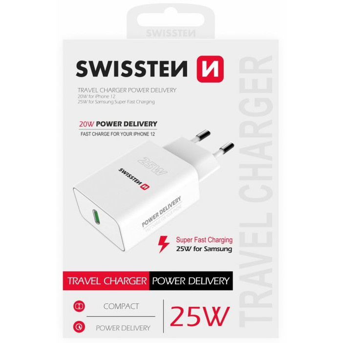 SWISSTEN adaptor de rețea PD 25W pentru iPhone și Samsung – white 25W imagine noua tecomm.ro