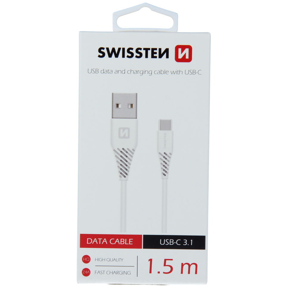 Cablu de date SWISSTEN USB / USB-C (3.1) 1,5 m – white 15° imagine noua tecomm.ro