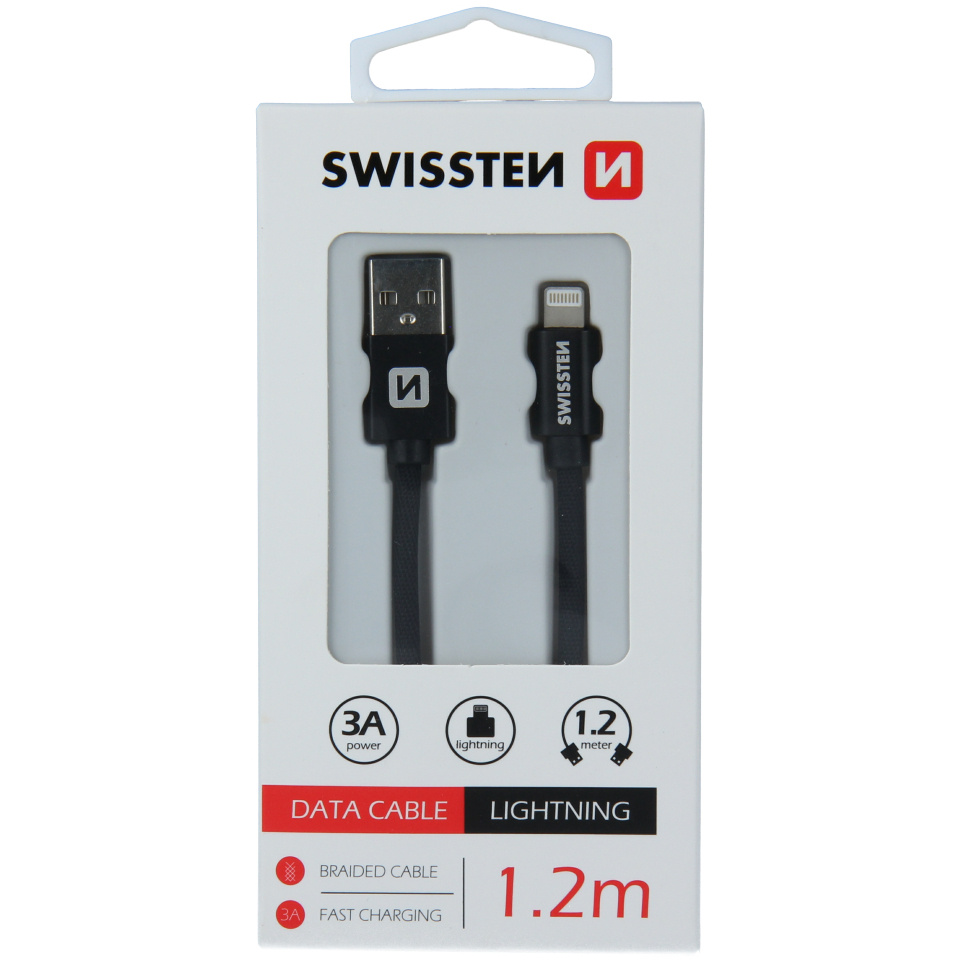 Cablu de date SWISSTEN USB / Lightning 1,2 m – black 1*2 imagine noua