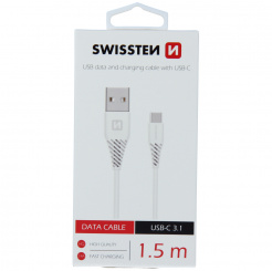  Cablu de date SWISSTEN USB / USB-C (3.1) 1,5 m - white 