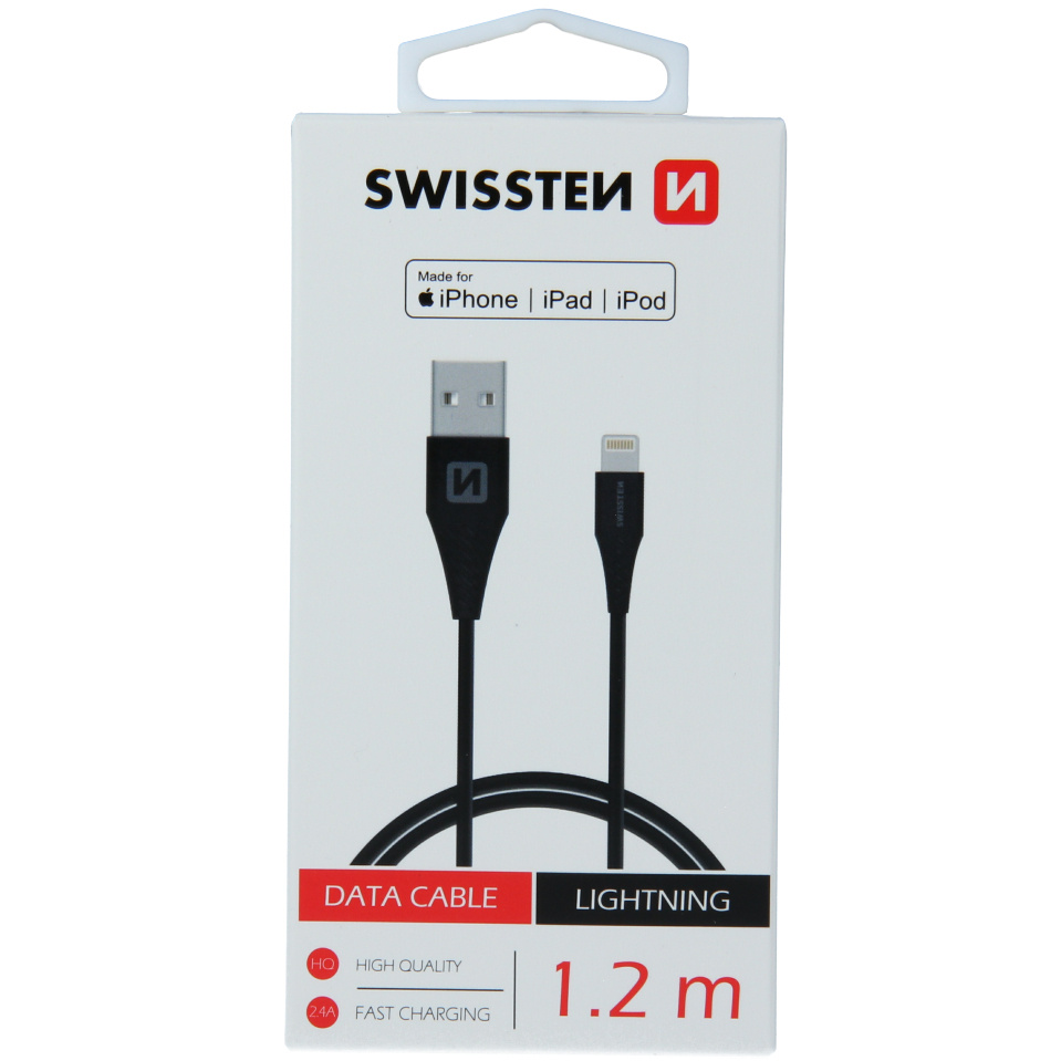 Cablu de date SWISSTEN USB / Lightning MFi 1,2 m – black 1*2 imagine noua