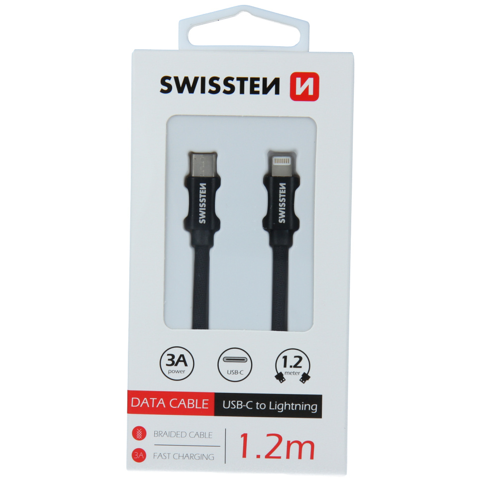 Cablu de date SWISSTEN USB-C / Lightning 1,2 m – black