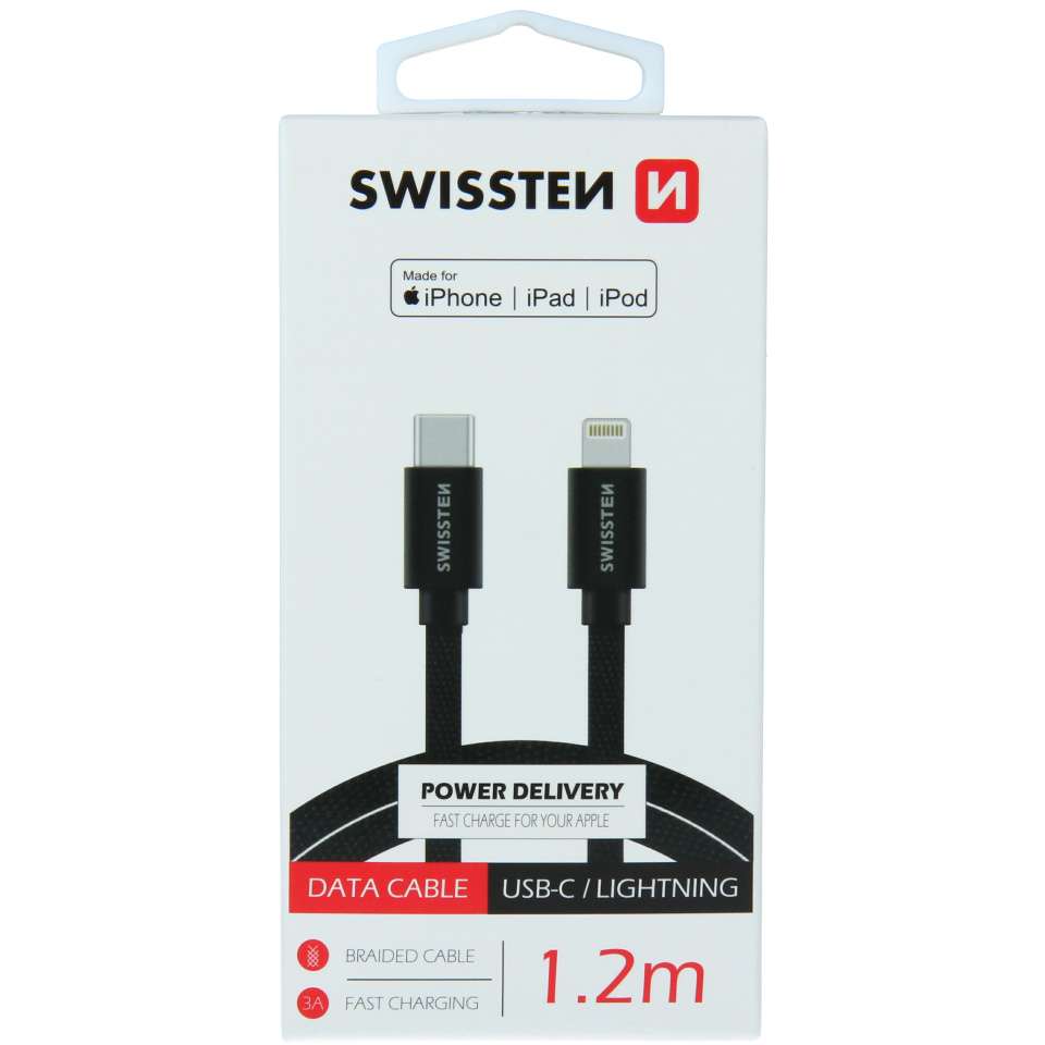 Cablu de date SWISSTEN USB-C / Lightning MFi 1,2 m – black 1*2 imagine noua