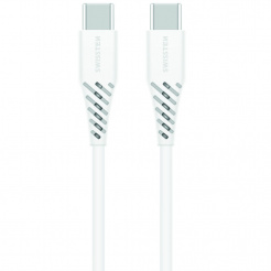 Cablu de date SWISSTEN TPU USB-C / USB-C, PD, 5 A (100 W) 1,5 m - alb