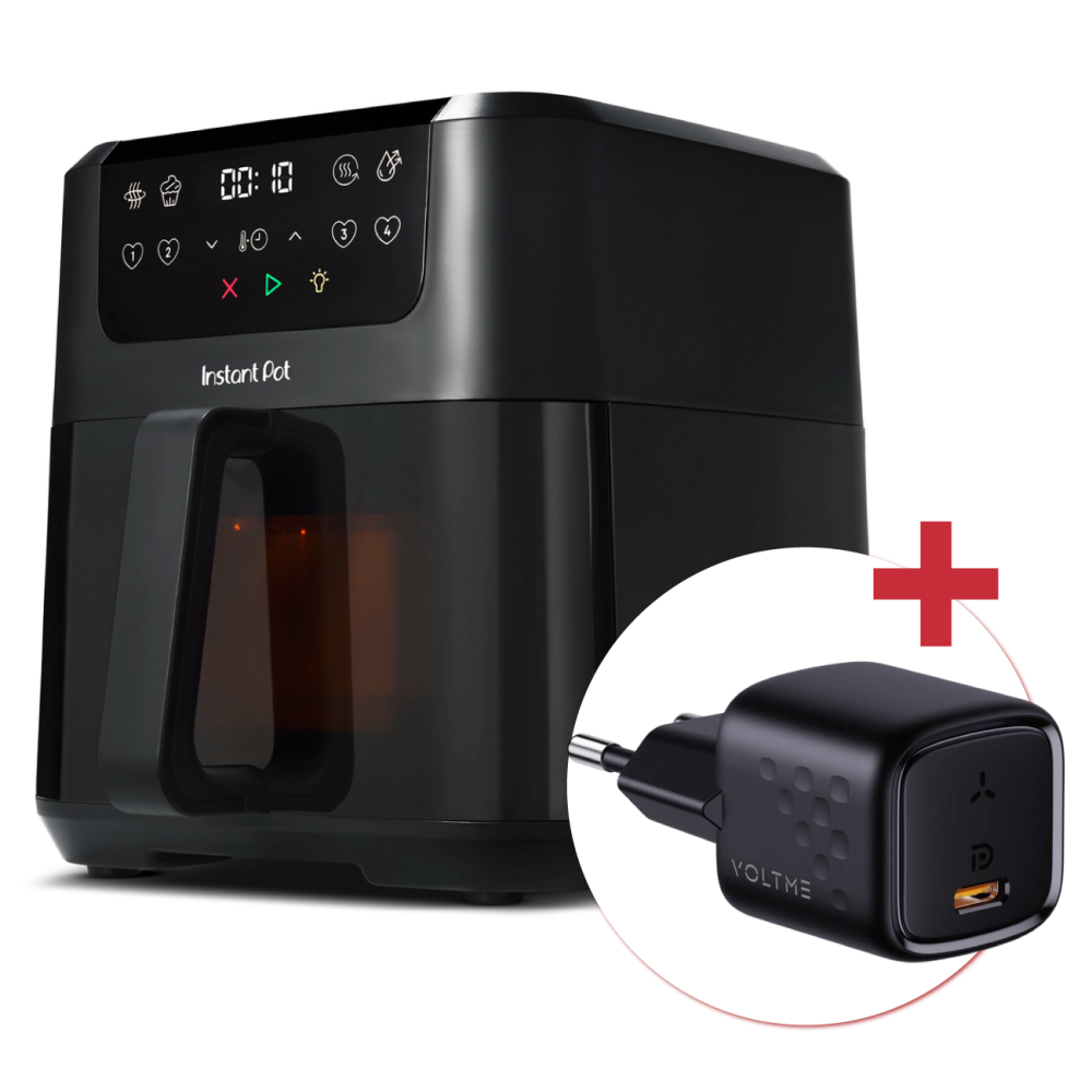 Instant Pot Vortex Compact negru (5,0 L) + adaptor de rețea - Frigider cu aer cald